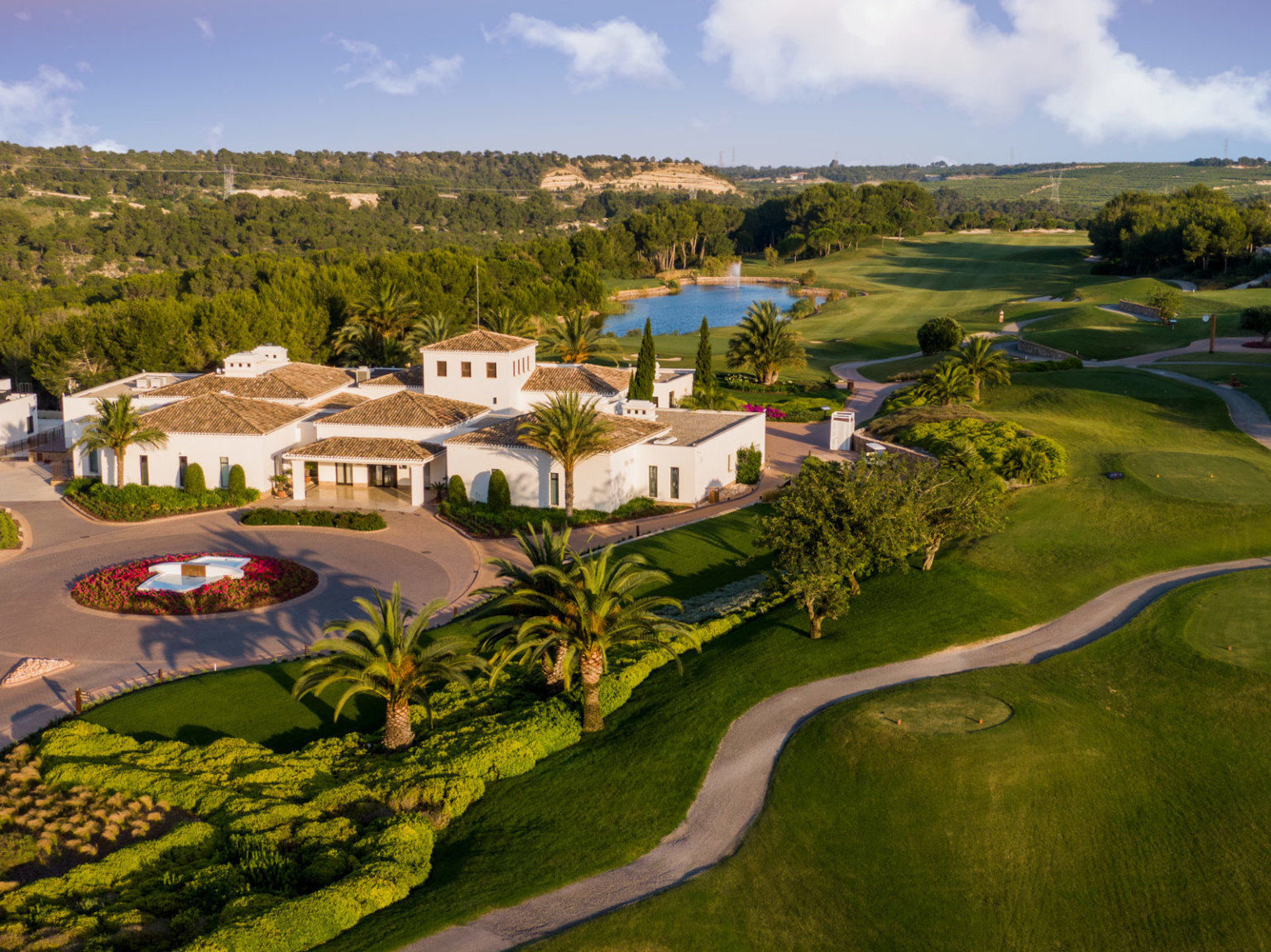 Aerial view of the Las Colinas Golf clubhouse and course, Costa Blanca South