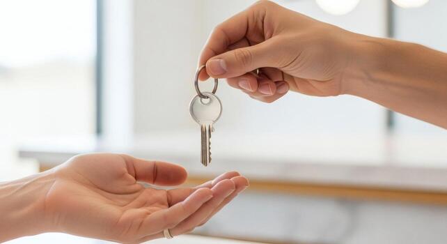 Handing over the keys after completing a mortgage for buying property in Spain