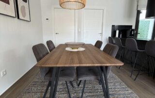 Dining area with table for six