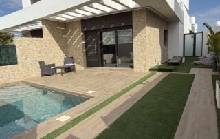 Garden with artificial grass and pool terrace